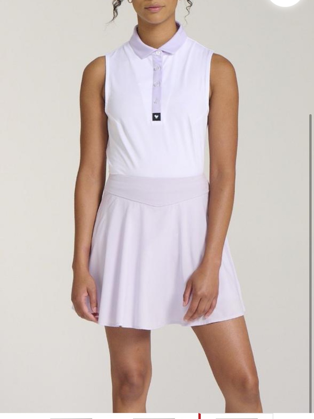 Bad Birdie Core Sleeveless Polo - White/Lilac - Picture 4 of 6
